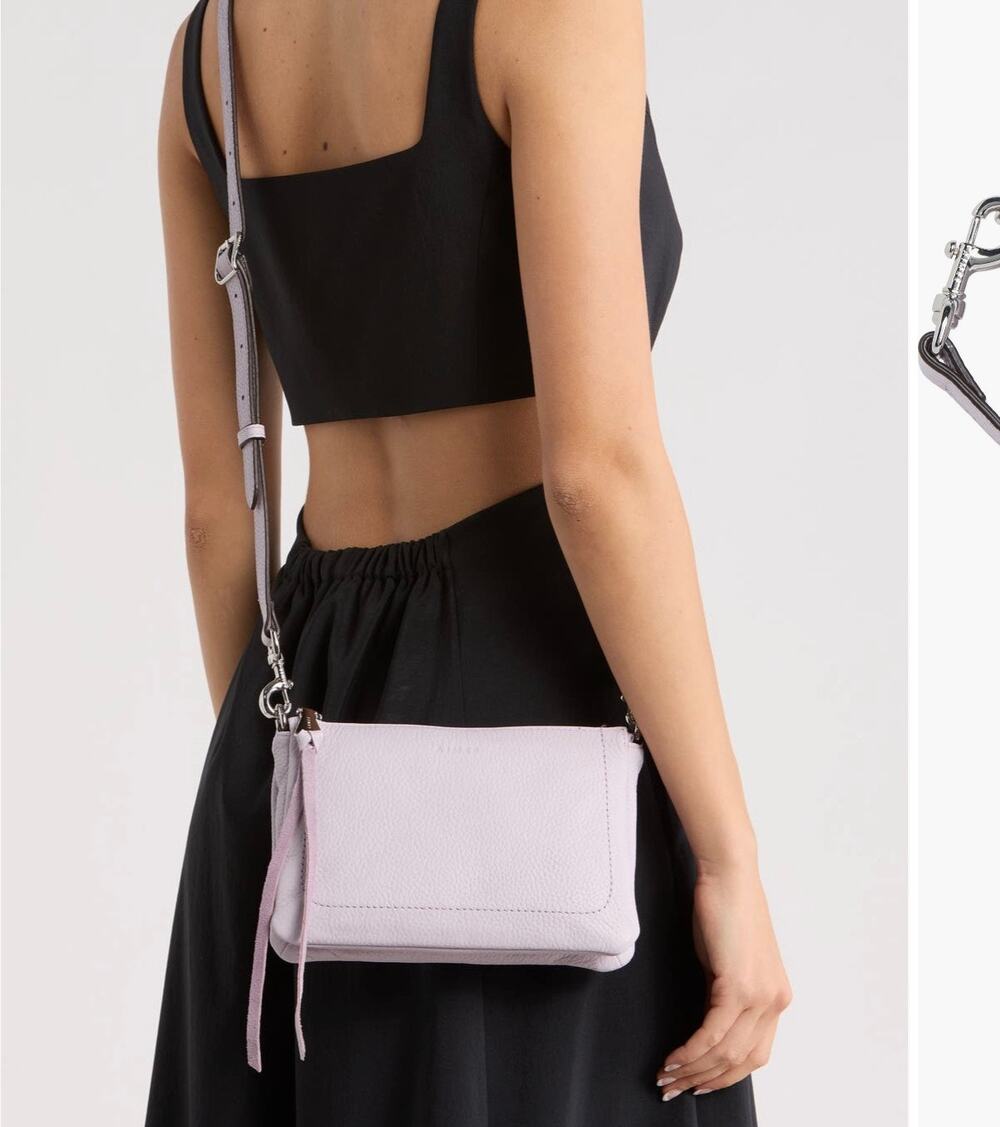 AIMEE Kestenberg NEW Madrid Double Zip Leather Crossbody Bag, Lavender